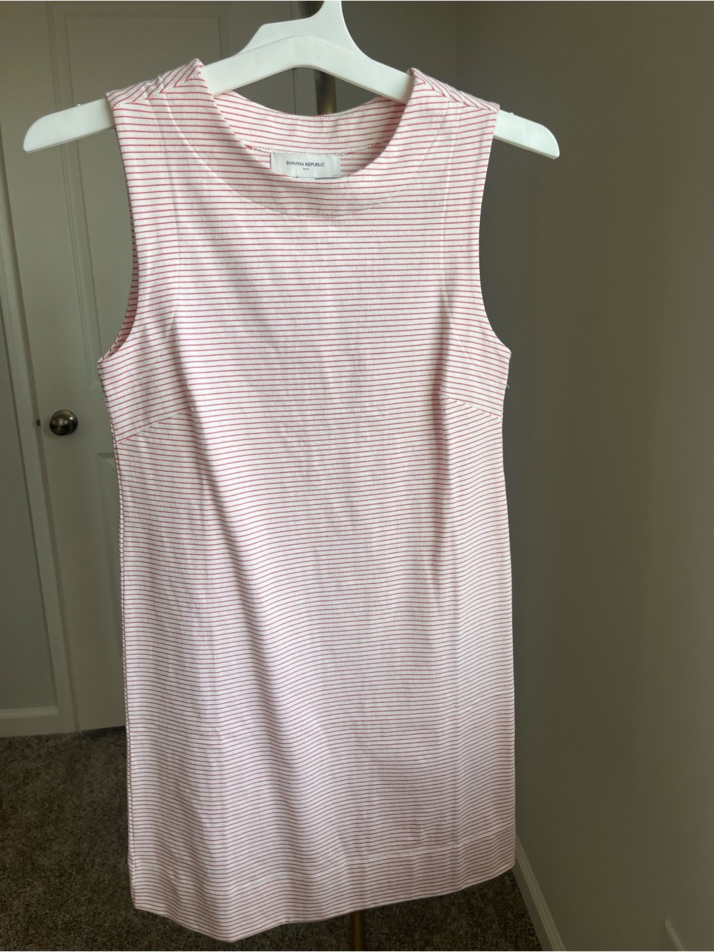 Banana Republic Light Pink & White Striped Sleeveless Shift Dress